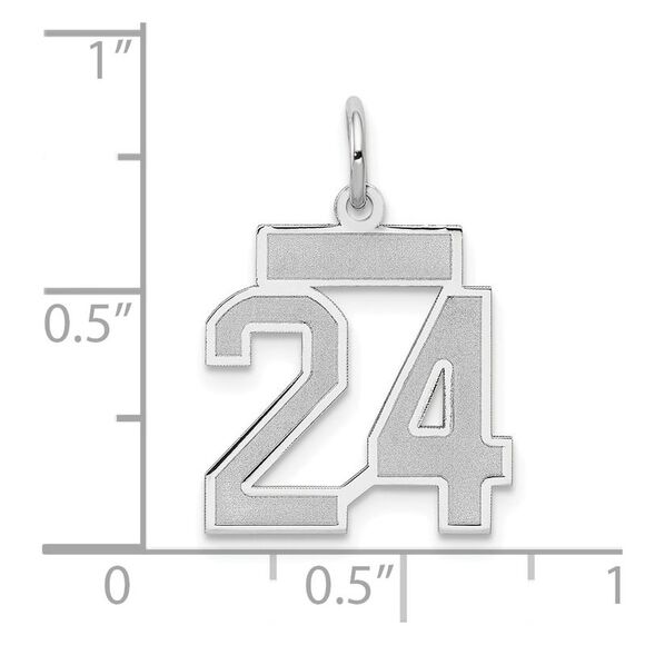 14k White Gold, Jersey Collection, Small Number 24 Pendant - Picture 4 of 5